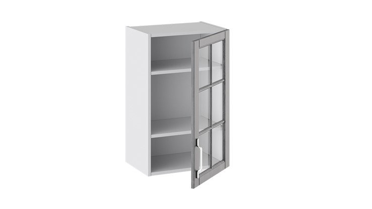 Шкаф на кухню Прованс (Белый глянец/Санторини темный) со стеклом В_72-45_1ДРс в Вологде - изображение 1