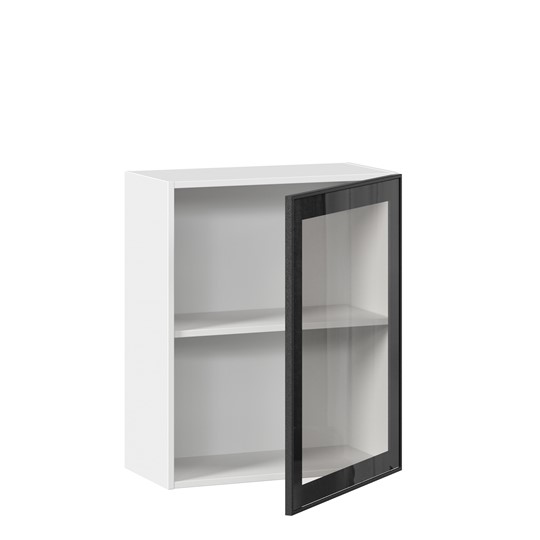 Шкаф на кухню со стеклом 600 Индиго ЛД 298.350.000.105, Белый/Чёрный в Вологде - изображение 1