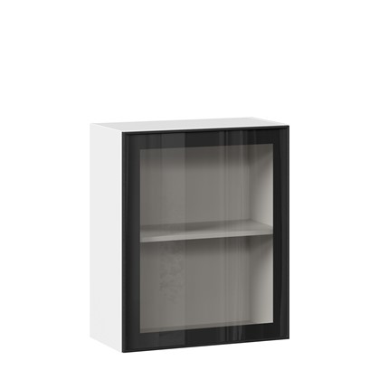 Шкаф на кухню со стеклом 600 Индиго ЛД 298.350.000.105, Белый/Чёрный в Вологде - изображение