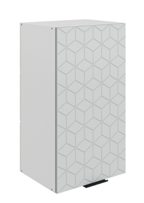 Шкаф кухонный Стоун L400 Н720 (1 дв. гл.) с фрезировкой (белый/лайт грей софттач) в Вологде