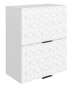 Кухонный шкаф Стоун L600 Н720 (2 дв. гл. гориз.) с фрезировкой (белый/джелато софттач) в Вологде - предосмотр