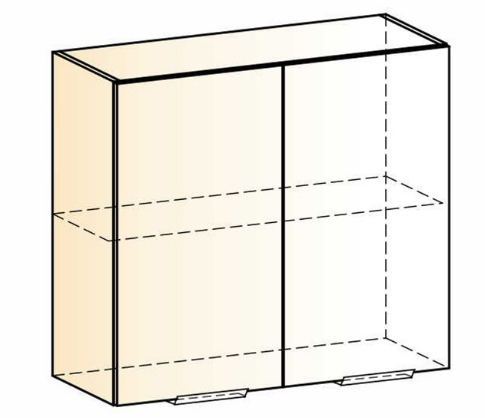 Шкаф настенный Стоун L800 Н720 (2 дв. гл.) (белый/джелато софттач) в Вологде - изображение 1