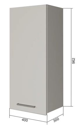 Навесной шкаф В9 40, Сатин/Белый в Вологде - изображение