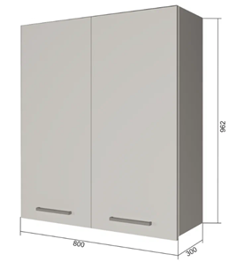 Навесной кухонный шкаф В9 80, МДФ Черный матовый/Белый в Вологде