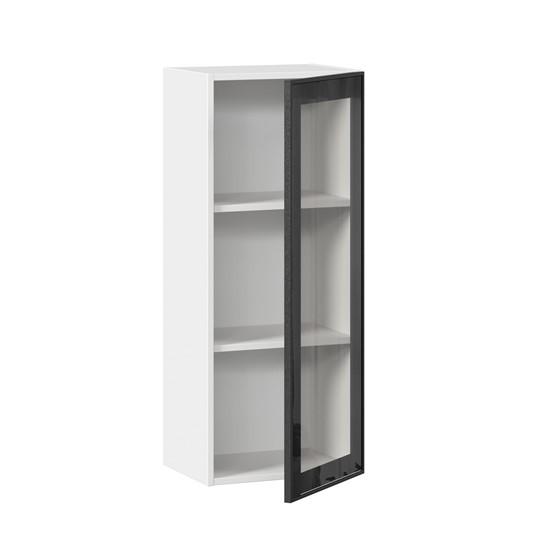 Навесной шкаф высокий со стеклом 400 Индиго ЛД 298.420.000.026, Белый/Чёрный в Вологде - изображение 1