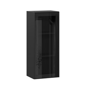 Шкаф навесной высокий со стеклом 400 Индиго ЛД 298.420.000.068, Чёрный/Чёрный в Вологде