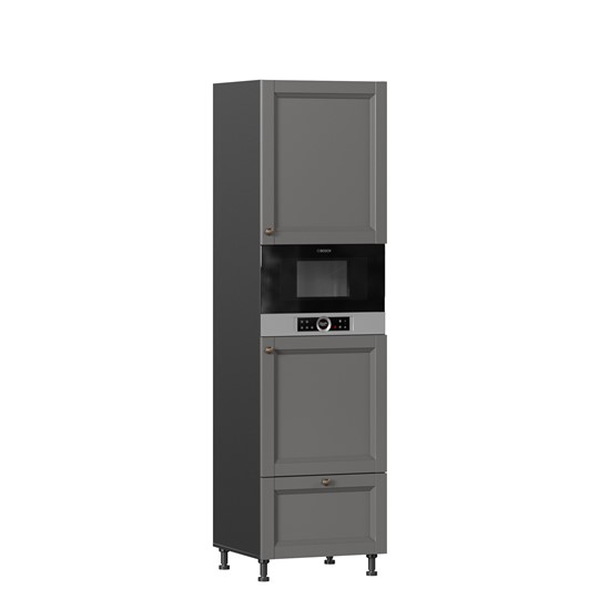 Шкаф-пенал кухонный для посуды Амели-3 600 с 4 дверями ЛД 299.470.000.054, Черный/Оникс серый в Вологде - изображение 3