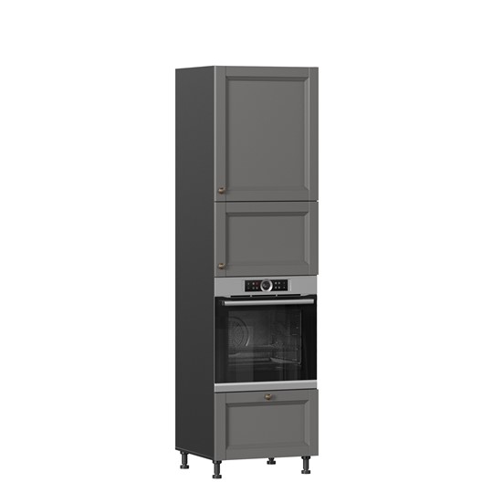 Шкаф-пенал кухонный для посуды Амели-3 600 с 4 дверями ЛД 299.470.000.054, Черный/Оникс серый в Вологде - изображение 6