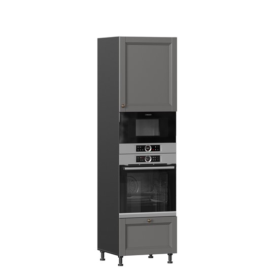 Шкаф-пенал кухонный для посуды Амели-3 600 с 4 дверями ЛД 299.470.000.054, Черный/Оникс серый в Вологде - изображение 7