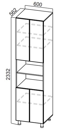 Распашной шкаф-пенал Стайл, П600(2332), МДФ в Вологде - изображение