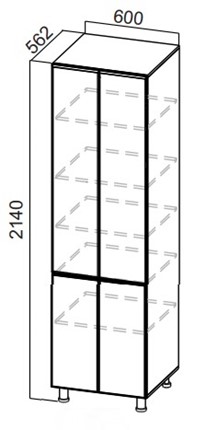 Распашной шкаф-пенал Стайл, П600г(2140), МДФ в Вологде - изображение