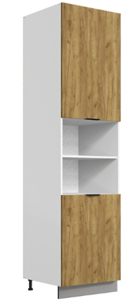 Шкаф-пенал Стоун 2 L600 H2141 (2 дв. гл.) (белый/акация светлая) в Вологде - изображение