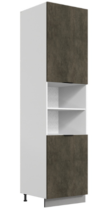 Шкаф-пенал Стоун 2 L600 H2141 (2 дв. гл.) (белый/камень темно-серый) в Вологде - изображение