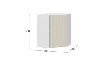 Навесной угловой шкаф Кимберли 1В6У (Белый, Крем) в Вологде - предосмотр 2