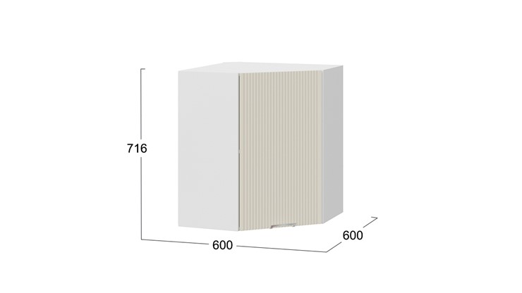 Навесной угловой шкаф Кимберли 1В6У (Белый, Крем) в Вологде - изображение 2
