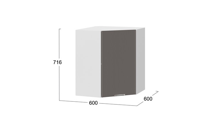 Угловой навесной шкаф Кимберли 1В6У (Белый, Муссон) в Вологде - изображение 2