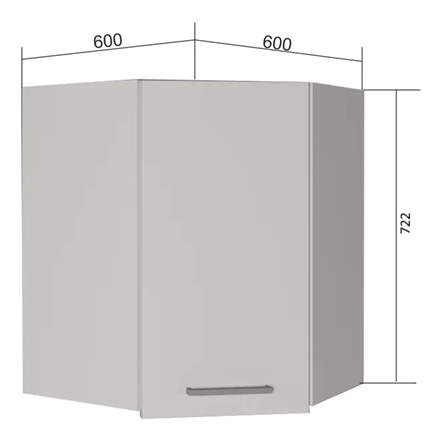 Навесной угловой шкаф ВУ7, Сатин/Белый в Вологде - изображение