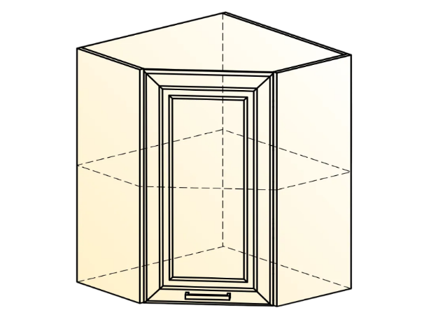 Угловой настенный шкаф Атланта L600х600 Н720 (1 дв. гл.) эмаль (белый/сливки патина платина) в Вологде - изображение 1