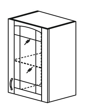 Шкаф кухонный Кантри настенный однодверный с полкой со вставкой из стекла 718*400*320мм в Вологде - изображение