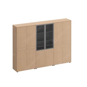 Шкаф комбинированный высокий (закрытый-стекло-одежда) Reventon (МЕ 376), зебрано песочный (274х46х196) в Вологде - предосмотр