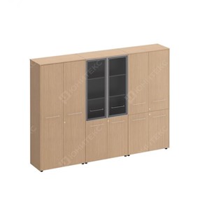 Шкаф комбинированный высокий (закрытый-стекло-одежда) Reventon (МЕ 377), зебрано песочный (274х46х196) в Вологде - предосмотр