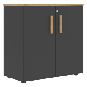 Низкий шкаф широкий с малыми дверцами FORTA Графит-Дуб Гамильтон  FLC 80.1(Z) (798х404х801) в Вологде
