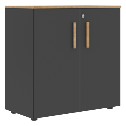 Низкий шкаф широкий с малыми дверцами FORTA Графит-Дуб Гамильтон  FLC 80.1(Z) (798х404х801) в Вологде - изображение