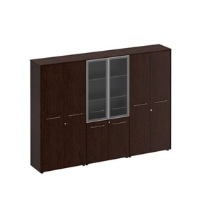 Шкаф комбинированный высокий (закрытый-стекло-одежда) Reventon (МЕ 376), венгк темный (274х46х196) в Вологде - предосмотр