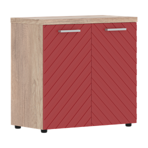 Шкаф TORR LUX TLLC 85.1 с глухими малыми дверьми и топом 854х452х833 Дуб Каньон / Красный в Вологде - предосмотр