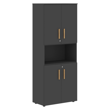 Шкаф  с глухими малыми дверями FORTA Черный Графит  FHC 80.2(Z) (798х404х1965) в Вологде - изображение