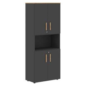 Шкаф  с глухими малыми дверями FORTA Графит-Дуб Гамильтон  FHC 80.4 (Z) (798х404х1965) в Вологде - предосмотр