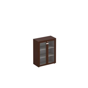 Шкаф со стеклянными дверьми средний Премьер, венге темный (96х46х121) ПР 312 в Вологде