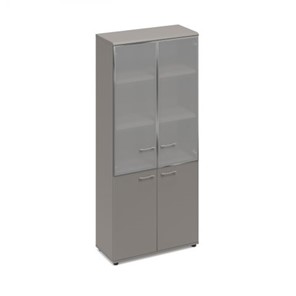 Шкаф со стеклянными дверьми в алюминиевой рамке (топ МДФ) Time Metal (90.2x40.2x205) мокко премиум, МР 9380 МП/МП/МП в Вологде