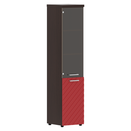 Стеллаж с дверью TORR LUX TLHC 42.2 L колонка комбинированная с топом 435х452х1958 Венге/ Красный в Вологде - изображение