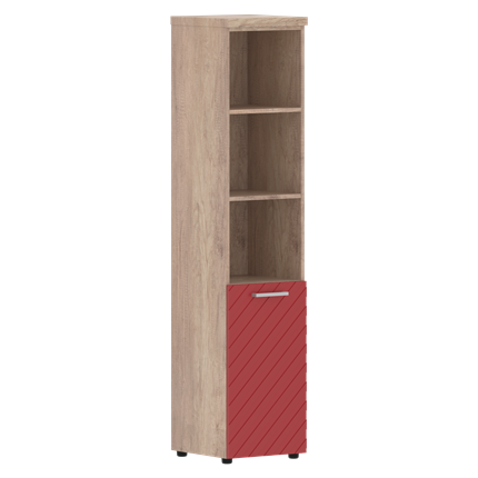Шкаф-стеллаж TORR LUX TLHC 42.5 L колонка с глухой малой дверью и топом 435х452х1958 Дуб Каньон/ Красный в Вологде - изображение