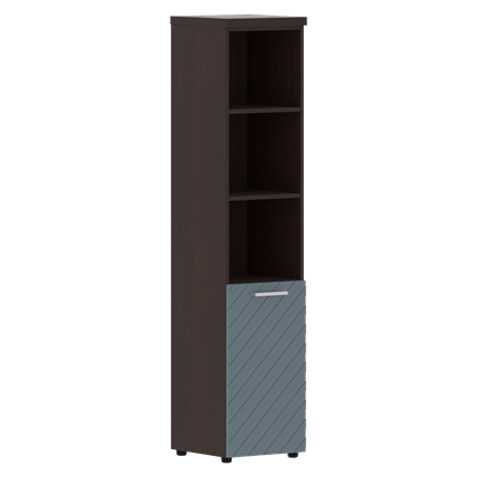 Стеллаж с дверью TORR LUX TLHC 42.5 L колонка с глухой малой дверью и топом 435х452х1958 Венге/ Серо-голубой в Вологде - изображение