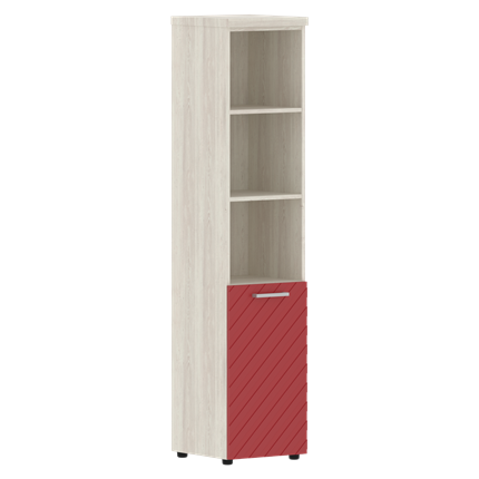Шкаф-стеллаж TORR LUX TLHC 42.5 R колонка с глухой малой дверью и топом 435х452х1958 Сосна Эдмонт/ Красный в Вологде - изображение