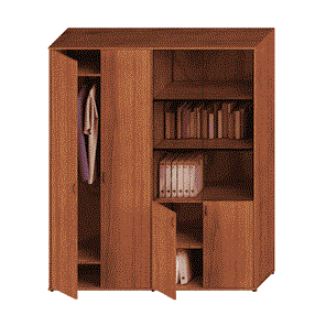Шкаф в офис комбинированный Престиж, одежда/стекло, темный орех, 175x46x203, Исп.60 в Вологде