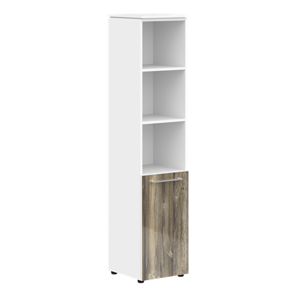 Шкаф колонка с глухой нижней дверью MORRIS  Дуб Базель/ Белый MHC 42.5  (429х423х1956) в Вологде - изображение