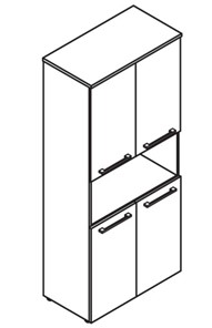 Шкаф колонка  с короткими глухими дверьми MORRIS  Дуб Базель/Белый MHC 85.4 (854х423х1956) в Вологде - предосмотр 1
