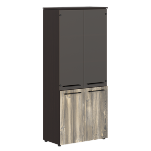 Шкаф колонка со стеклянными и глухими дверями MORRIS  Дуб Базель/Венге Магия MHC 85.2 (854х423х1956) в Вологде