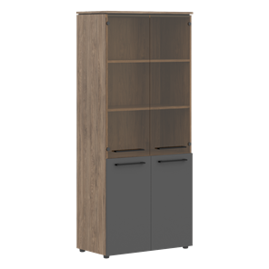 Шкаф колонка со стеклянными и глухими дверями MORRIS TREND Антрацит/Кария Пальмира MHC 85.2 (854х423х1956) в Вологде