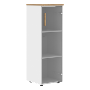 Средний шкаф колонна со стеклянной дверью правой FORTA Белый-Дуб Гамильтон FMC 40.2 (R) (399х404х801) в Вологде - предосмотр