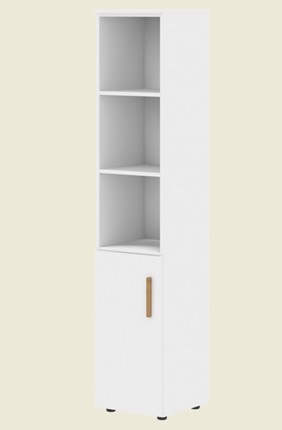 Шкаф колонна высокий с глухой малой дверью левой FORTA Белый FHC 40.5 (L) (399х404х1965) в Вологде - изображение