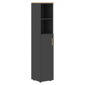 Шкаф колонна высокий с глухой средней дверью левой FORTA Графит-Дуб Гамильтон  FHC 40.6 (L) (399х404х1965) в Вологде