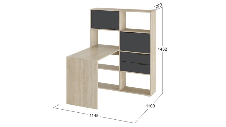 Угловой стол Тип 7 (Дуб Сонома/Графит Серый) в Вологде - изображение 2