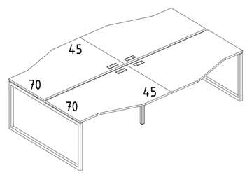 Рабочая станция столы (4х160) Техно на металлокаркасе QUATTRO А4, 320x184x75 белый премиум / металлокаркас белый А4 Б4 191-2 БП в Вологде - предосмотр
