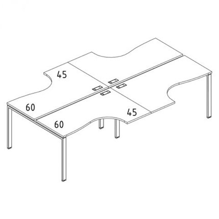 Рабочая станция UNO столы (4х140) Классика А4, 280x184x75 белый премиум / металлокаркас белый А4 Б1 181-2 БП в Вологде - изображение