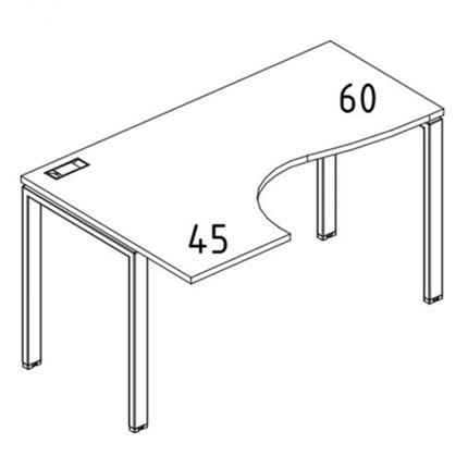 Стол эргономичный левый "Классика" на металлокаркасе UNO А4, 160x90x75 белый премиум / металлокаркас белый А4 Б1 035 БП в Вологде - изображение