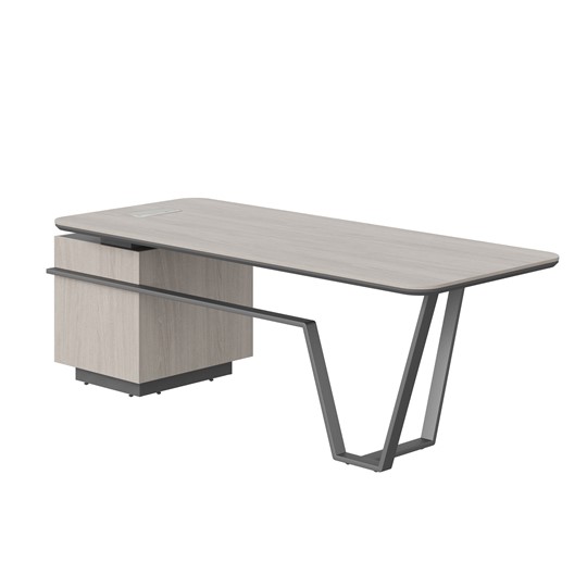 Стол с комбинированной столешницей и правой тумбой LINE Дуб-серый-антрацит СФ-571101.1 (2225х900х762) в Вологде - изображение 1